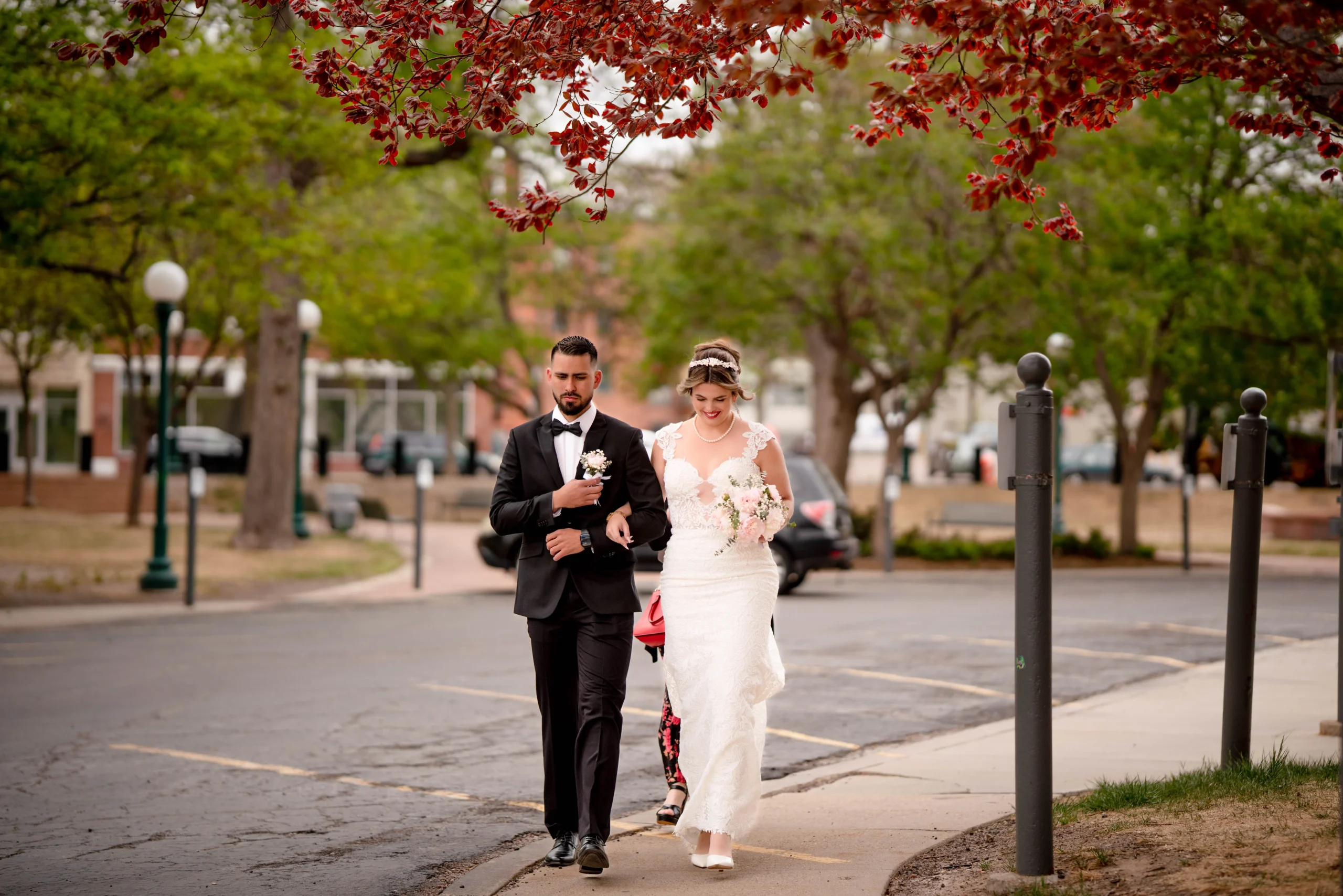 colorado state capitol elopement wedding couple spring portraits